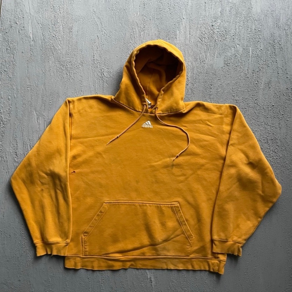 Vintage Adidas Hoodie Mens 2XL Mustard Yellow 2000s